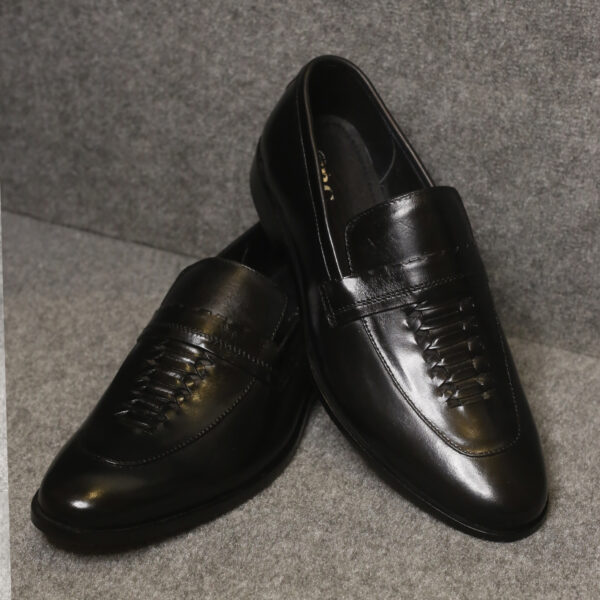 Elegant Black Leather Formal Loafers for Men – FBM 0028