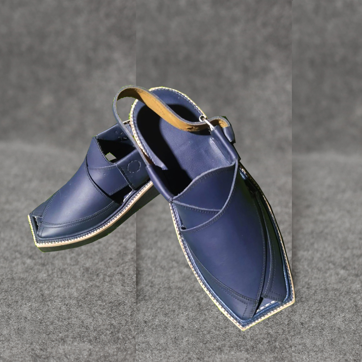 Premium Handmade Blue Kaptaan Chappal Premium Handmade Blue Kaptaan Chappal