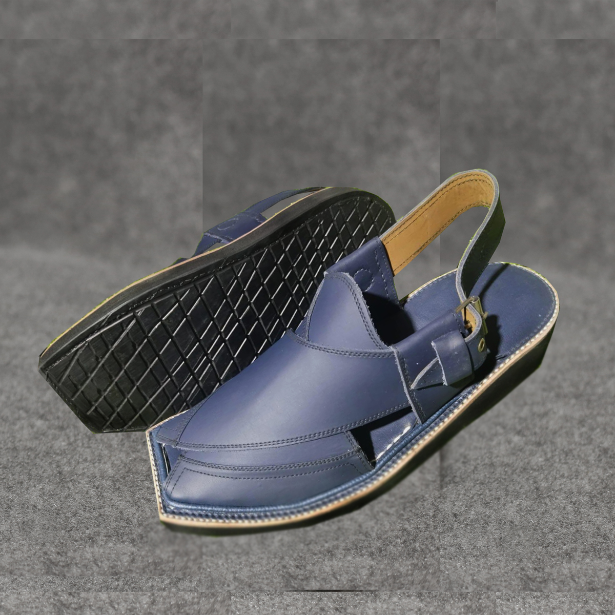 Premium Handmade Blue Kaptaan Chappal Premium Handmade Blue Kaptaan Chappal