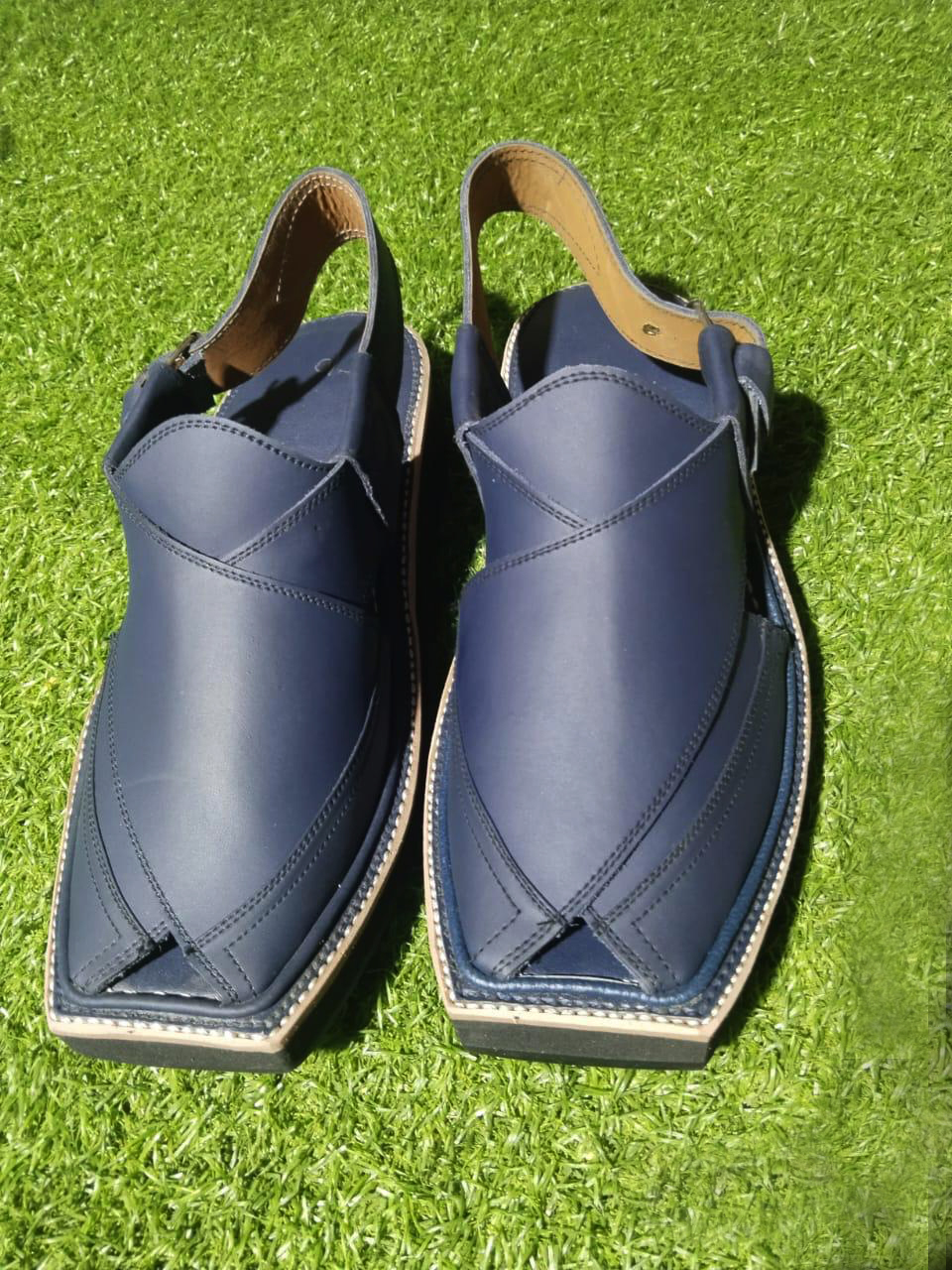 Premium Handmade Blue Kaptaan Chappal Premium Handmade Blue Kaptaan Chappal